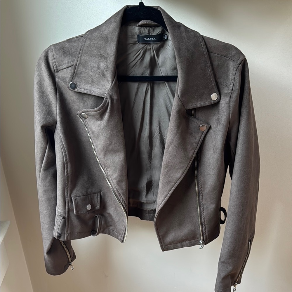 Talula Women's Taupe Suede Moto Jacket